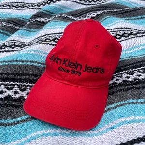 Calvin Klein Strapback Hat Red One Size